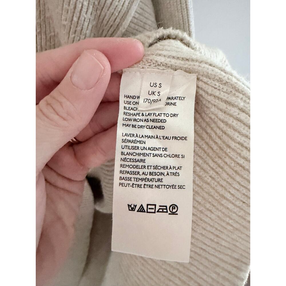 Free People Cream Textured Softly Structured Knit Turtleneck Sweater-Size Small - Picture 7 of 7